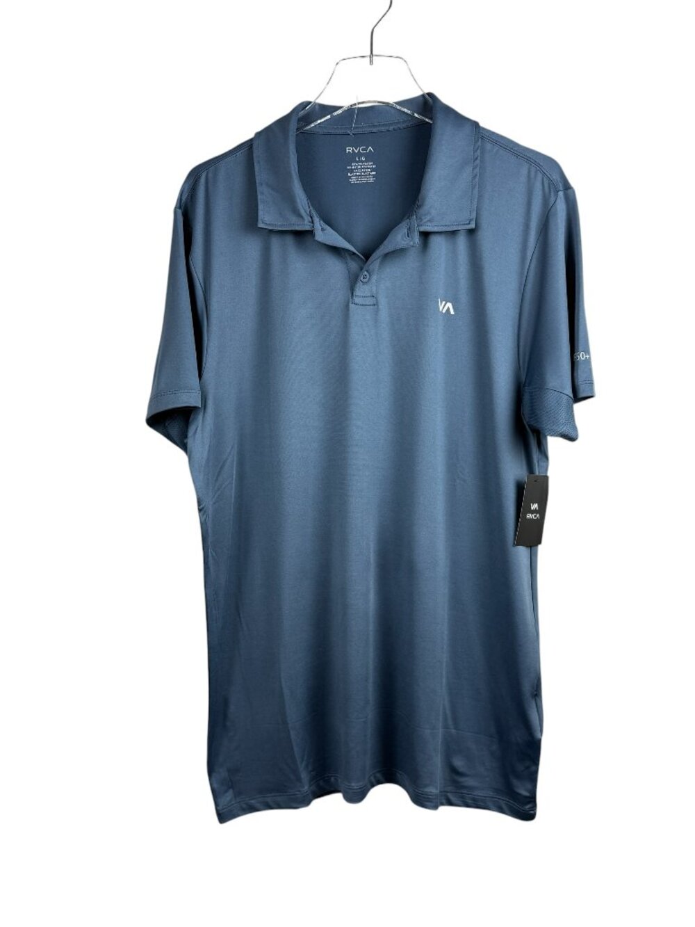 RVCA Robey China Blue Short Sleeve Polo Shirt Men's Size L NWT MSRP $60